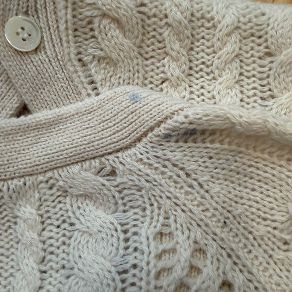 Equipment Cashmere Wool and Alpaca Beige Cable Knit Cardigan Sweater - Picture 3 of 6